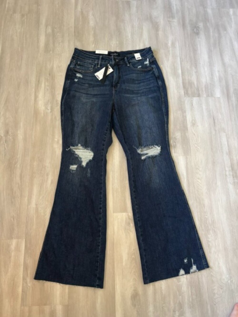 Judy Blue Distressed Flare Raw Hem Jeans - Size 16W